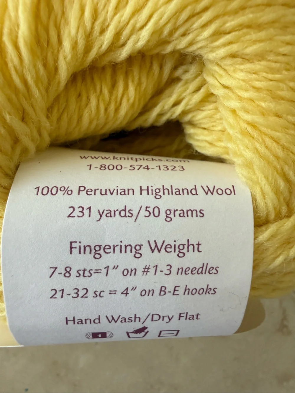 Knit Picks Palette 100% Peruvian Highland Wool Yarn Yellow Custard